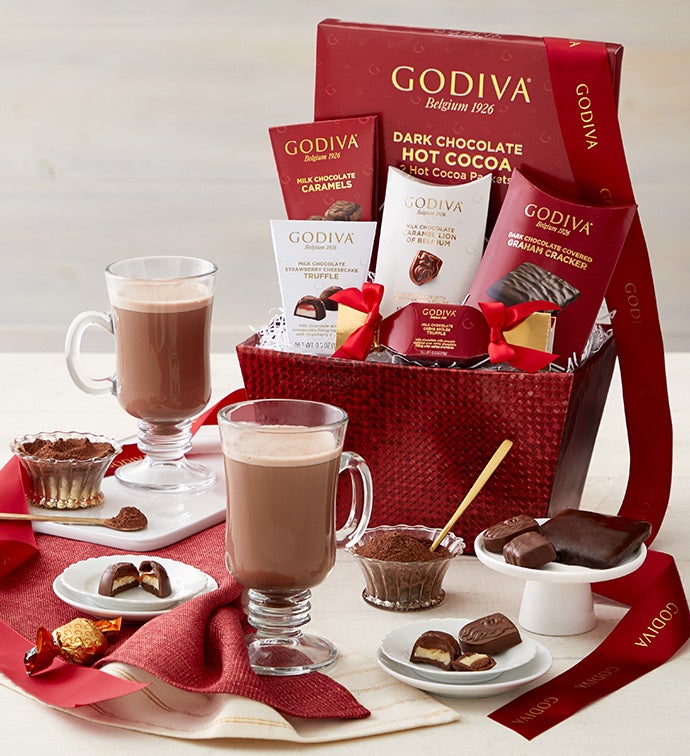 Milk Chocolate Cocoa & Mug Gift Set, Red Ribbon