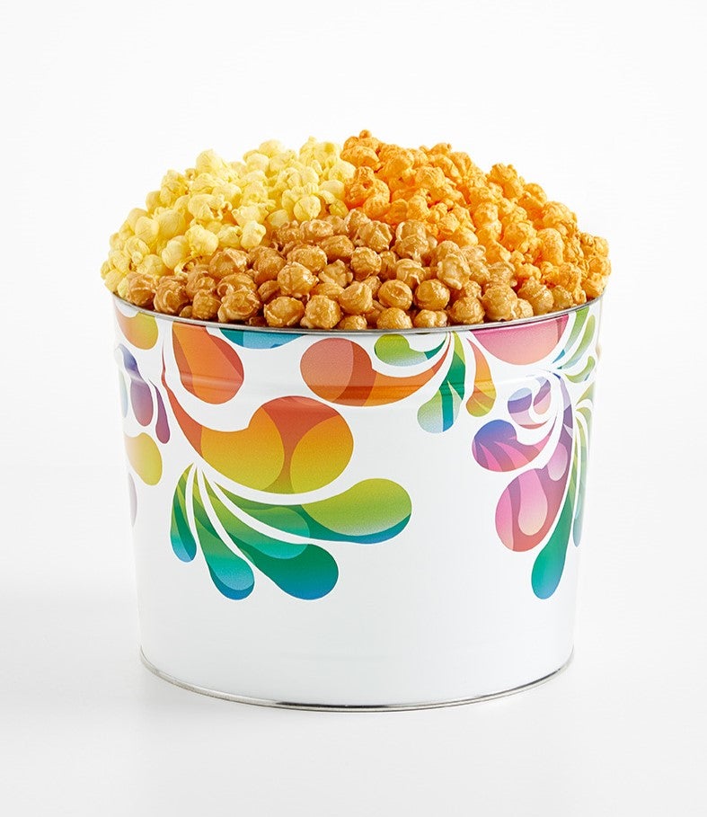 Rainbow Fusion 2 Gallon 3 Flavor Popcorn Tin