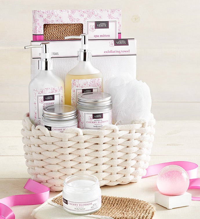 Cherry Blossom Spa Gift Basket with Serenity Sphere