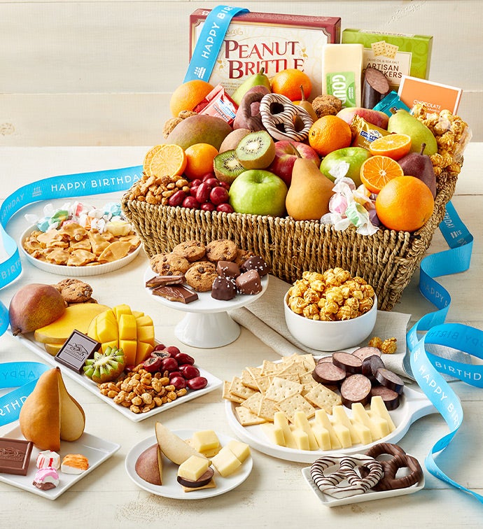 Happy Birthday Fruit & Sweets Gift Basket