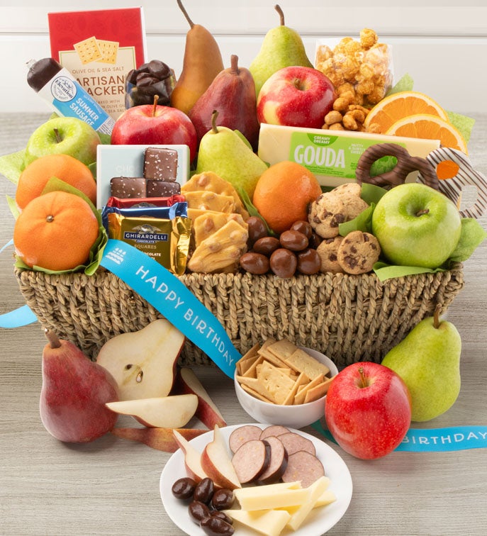 Happy Birthday Fruit & Sweets Gift Basket