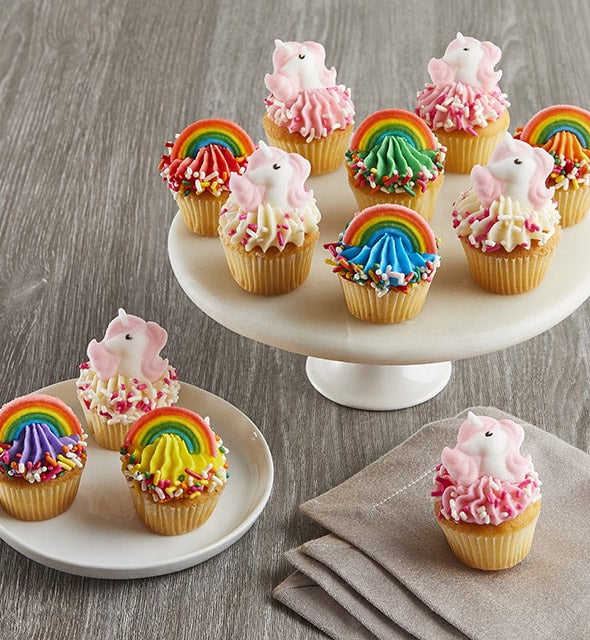 Image of Little Whisk Mini Rainbow & Unicorn Cupcakes 12 Each