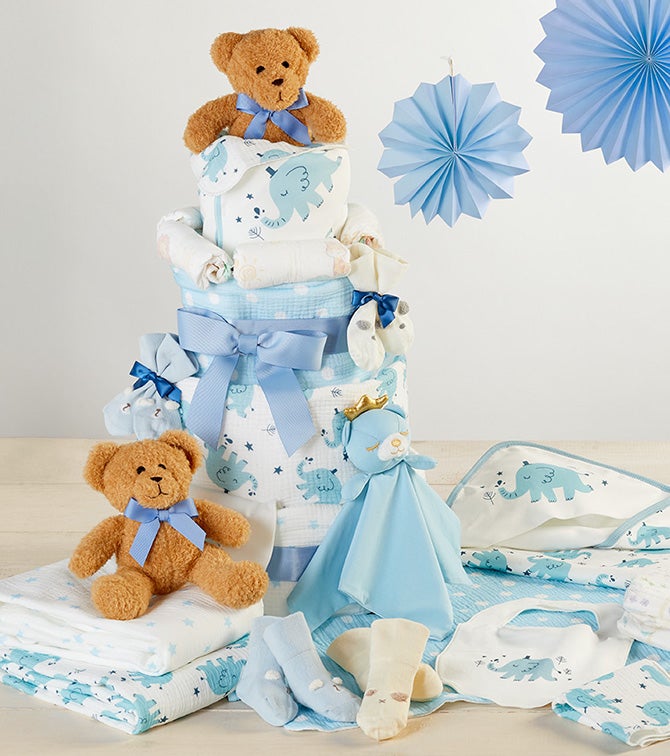 Baby boy セット Deluxe Baby-Cakes Boy Essentials | 1800Baskets.com