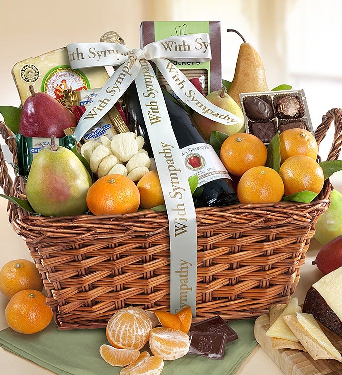 With Sympathy  Love Gourmet Fruit Gift Basket